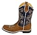 Men cowboy boots Genuine Cowhide Leather PLAIN square toe rodeo western Boots_Tan_blue_10.5