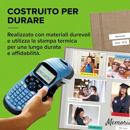 LetraTag LT-100T Etichettatrice | Macchina etichettatrice palmare | Tastiera ABC/Display LCD a 13 caratteri | Ideale per casa o ufficio