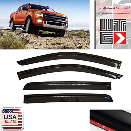 VITO 4pcs Side Window Deflectors Original Window Visors Compatible for 2012 2013 2014 2015 2016 Ford Ranger 4 Door Pickup Crew Cab ONLY Vent Visor Sun/Rain Guard