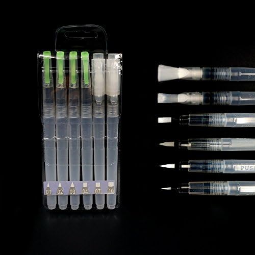 6Pcs Different Shape Large Capacity Barrel Water Soft Pen Watercolor Painting Brush Pen Calligraphy Drawing Pen Art Supplies