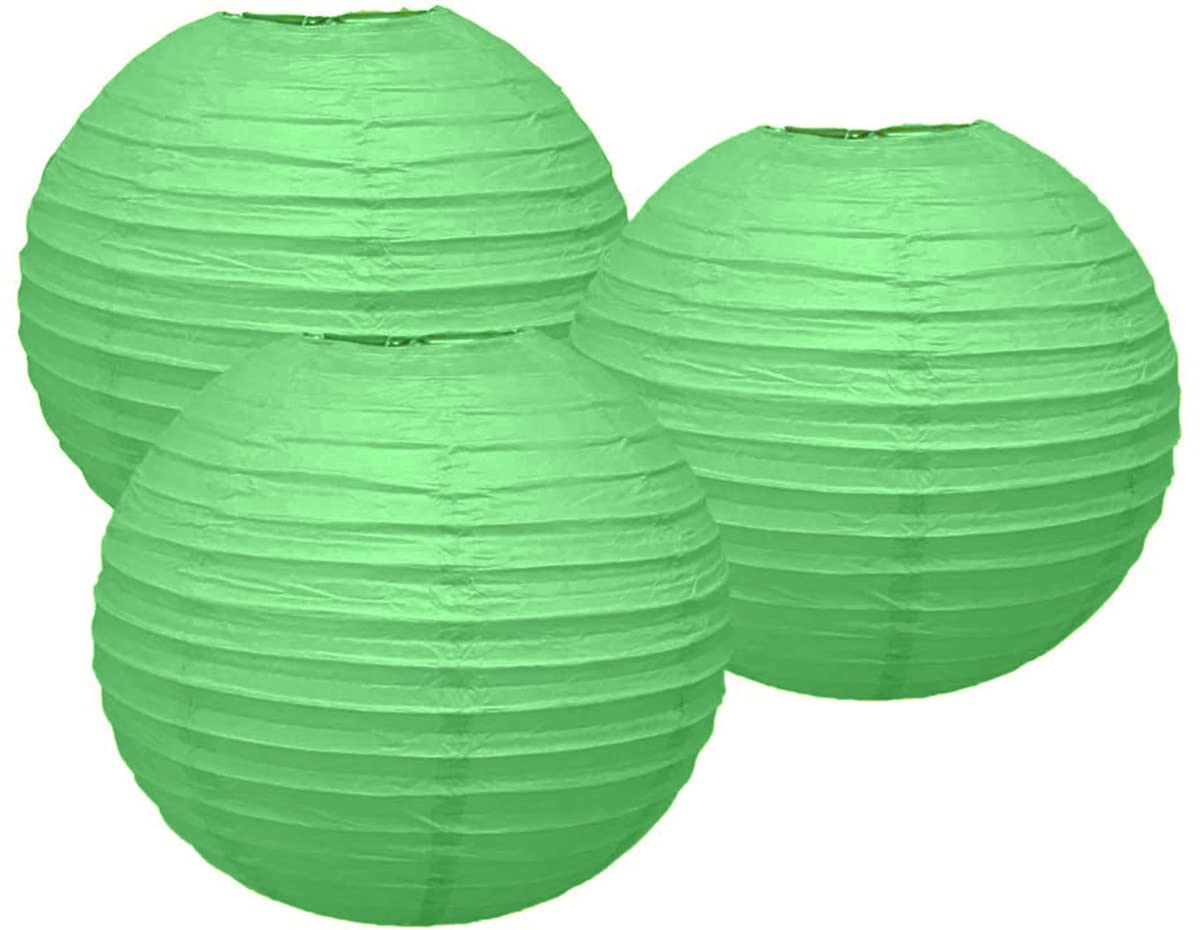 Pack of 3 Paper Lantern Lampshade Party Birthday Baby Shower Wedding Celebration Decoration 4"(10cm) -16"(40cm) (Light Green, 8" (20cm))