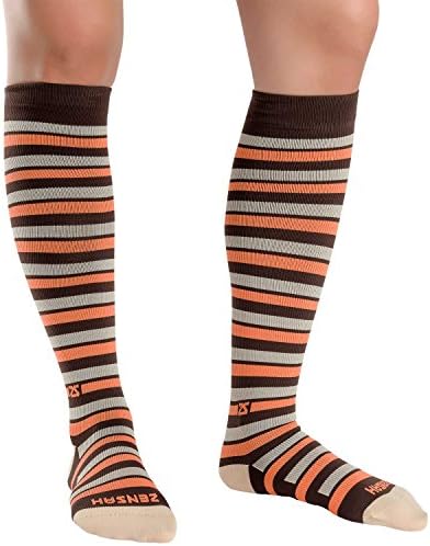 Fresh Legs Compression Socks for Women and Men - Athletic Running Sock Graduated Compression Stockings - Travel, Nurses, Casual, Maternity, Brown/Orange, Large