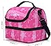 MIER Double Decker Insulated Lunch Box Pink Soft Cooler Bag Thermal Lunch Tote with Shoulder Strap (Pink Star)