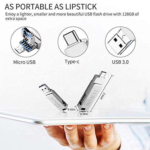 Flash Drive for TypeC_ Type C Flash Drive 256GB Flash Drive Type C USB 3.0 Flash Drive Type C High Speed OTG ffor Android,PC Drive USB Type-C（Silver）