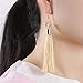 NLCAC Women Thread Tassel Dangle Earrings Silk Fringe Thread Drop Earrings for Parties (champagne)