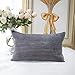 Home Brilliant Decorative Pillow Cover 12x20 Plush Striped Velvet Corduroy Oblong Pillowcase Accent Cushion Cover, 12 x 20 inch (30x50 cm), Dark Grey