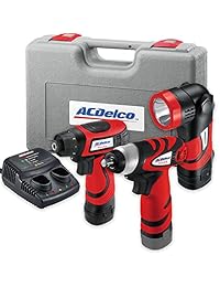 ACDelco ARD847Li - Juego de llaves de impacto inalámbricas de iones de litio de 8 V con funda, luz de trabajo LED, cargador de 2 puertos y 2 baterías