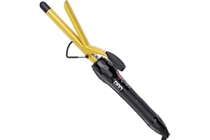 DAN Technology 5/8 Inch Tourmaline Ceramic Hair Curling Iron 0.6 Inch Curling Wand with LCD Screen, for Hairdressing Beauty School, Hair Salon, Fast Heating, 60 min Auto Off (Gold Black)