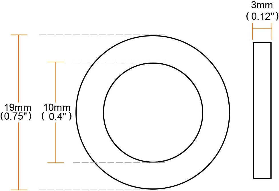 sourcingmap Rubber Flat Washers 19mm OD 10mm ID 3mm Thickness for Faucet Pipe Water Hose Pack of 20, Black, 19mmx10mmx3mm - Image 3