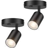 2-Pack Directional Flush Mount Spot Light Dimmable Ceiling Spotlight Indoor LED Spot Lights Adjustable Wall Spotlight Focus Light Accent Light Fixture for Living Room, Black, GU10 Bulb Not Included