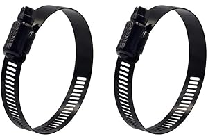 ISPINNER 2pcs 4 Inch Stainless Steel Adjustable 78-102mm Size Range Worm Gear Hose Clamp, Fuel Line Clamp for Plumbing, Automotive and Mechanical Application (Black)