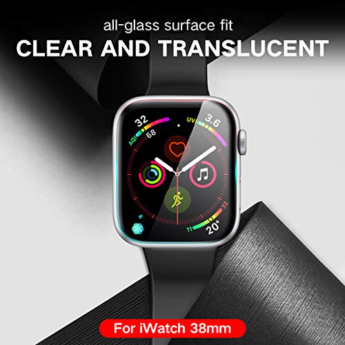 [2 Pack] Apple Watch Screen Protector 99% Max Coverage 3D Tempered Glass HD Anti-Bubble Scratch Resistant iWatch Screen Protector for iWatch Series 3/2/1 38mm