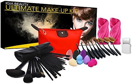 IGIA Beauty 45-Piece Ultimate Professional Makeup Kit - Oval Brush, Synthetic Fiber Essential Brush, Brush Cleaners, Makeup Remover, Blenders and Travel Bag