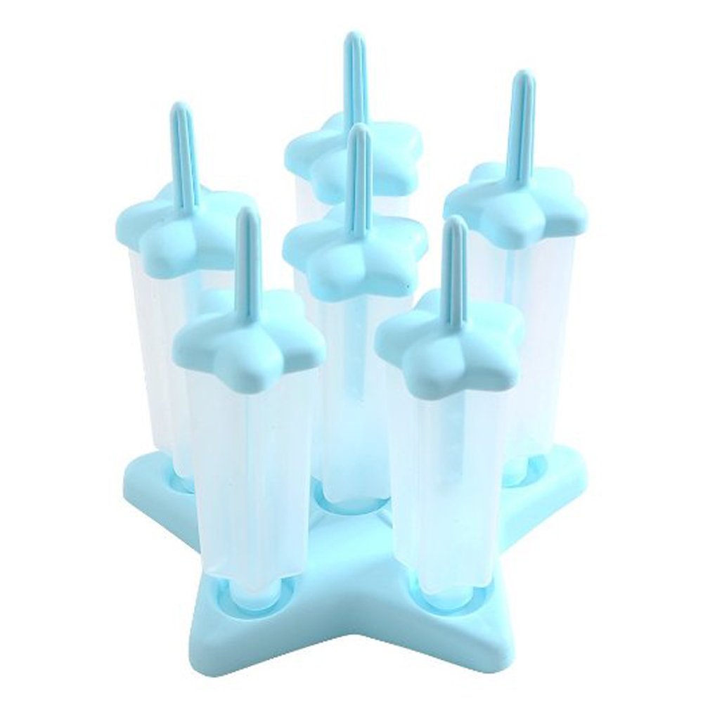 GTI Reusable Ice Pop Molds, Star Popsicle Maker BPA Free Plastic - Set of 6, Blue
