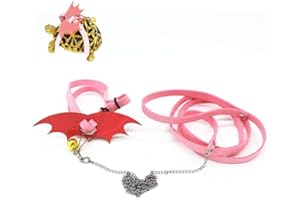 HAICHEN TEC Turtle Harness and Leash with Wings Tortoise Leash Lizard Leash Tortoise Harness Strap Small Animal Adjustable Collar Leash Walking Lead Control Rope Pet Harness Leash (M(3.1'' - 15''),Pink)
