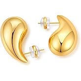 Ava Riley Chunky Gold Earrings, Small Gold Teardrop Earrings for Women, Chunky Silver Ear Studs Tear Drop S925 Sterling Silver Jewelry