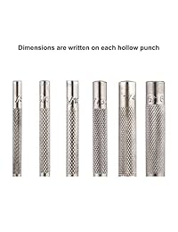 Juego de 6 punzones de piel hueca de alta resistencia, redondos, perforadores de piel.