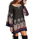 Women Dress,Haoricu Women's Long Sleeve Vintage Party Beach Dress Casual Vestidos (M, Multicolor)