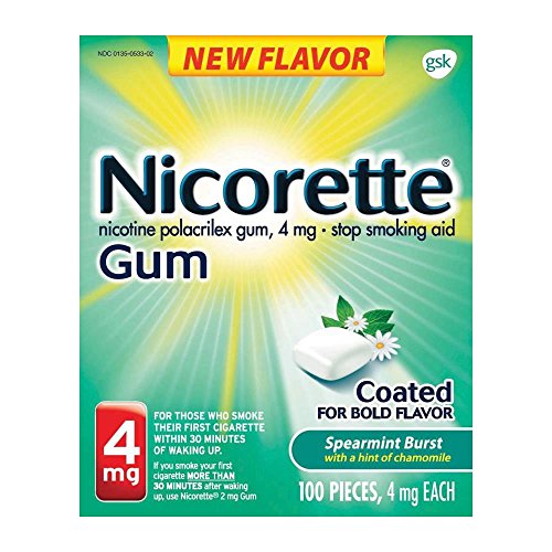 Nicorette Burst Spearmint Gum, 4 Mg, 100 Count