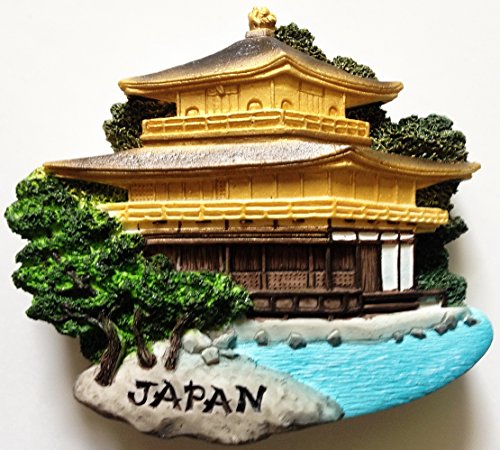 WitnyStore Tiny 2¾" Kinkakuji Temple of Golden Pavilion Kyoto Japan - Miniature Hand Made Resin 3D Asia Landmark Tourist Attractions Decorative Refrigerator Fridge Magnets Collectible Souvenir Gifts