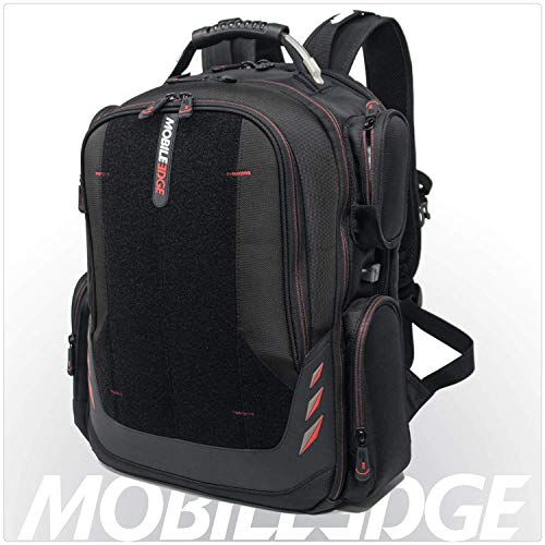 Mobile Edge Core Gaming Laptop Backpack for 17.3" Laptops with USB Charging Port and Cable, Black w/Red, Includes Core Gaming T-Shirt (Size Large)