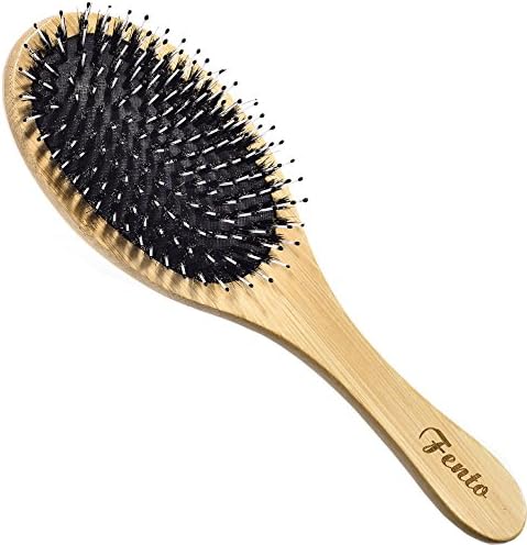 Natural Boar Bristle Detangler Hair Brush By Fento: Detangling Hair Comb With Comfortable Wood Bamboo Handle โ Untangle Long, Thick, Thin, Straight And Curly Hair - Massage And Stimulate The Scalp