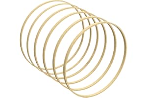 Worown 6 Pack 6 Inch Bamboo Floral Hoops, Wooden Wreath Rings for Making Wedding Wreath Decor and Wall Hanging Crafts