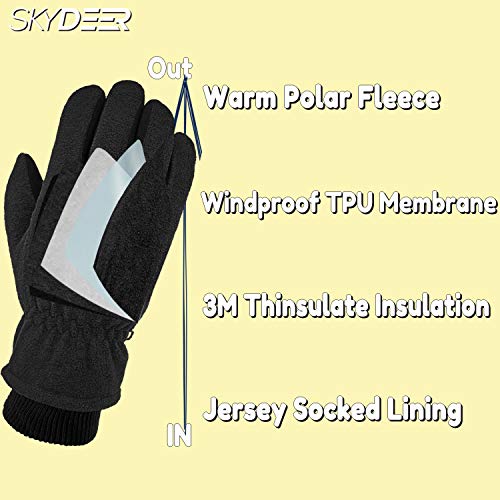 SKYDEER Men's and Women's Pro Warm Deerskin Suede Leather Winter Gloves Gifts for Driving Running Cycling Skiing Work(SD8661KW/M)