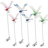 6 Pack Dragonfly Clip,3D Dragonfly Garden Stakes Decor,Fly Deterrent,Dragonfly Humming Bird Stakes,Deer and Horse,Bird and Fly Scare Devices for Indoor Outdoor Garden
