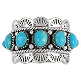 Turquoise Ring in Sterling Silver 925 & Genuine Turquoise Size 6 to 11