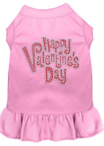 Mirage Pet Products 57-56 MDLPK Pink Happy Valentines Day Rhinestone Dress Light, Medium