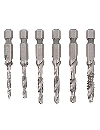 Yakamoz 6pcs SAE HSS combinación de taladro para brocas desbarbar avellanador Broca con 1/4 de vástago hexagonal