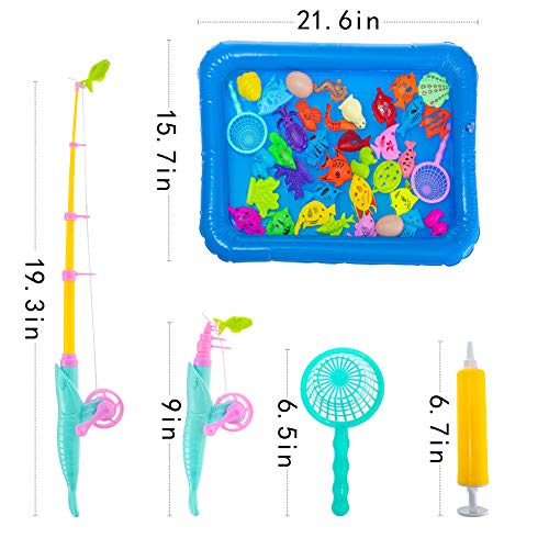 Tikeciti Rainbow Kingdom Fishing Game Bath Toy Fishing Toy Bathtub Toys Water Toys for