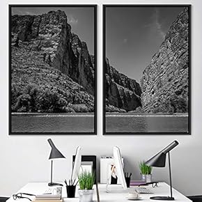 signwin 2 Piece Framed Canvas Wall Art Black...