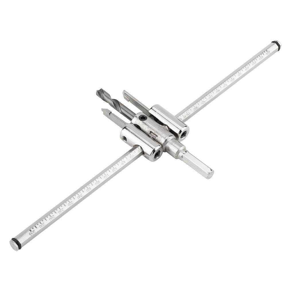 Adjustable Circle Hole Saw Cutter, 30-300mm Silver Alloy Steel Wood Cutter Drill Bits Set Used in Wooden Board, Plastic Board, Gypsum Board