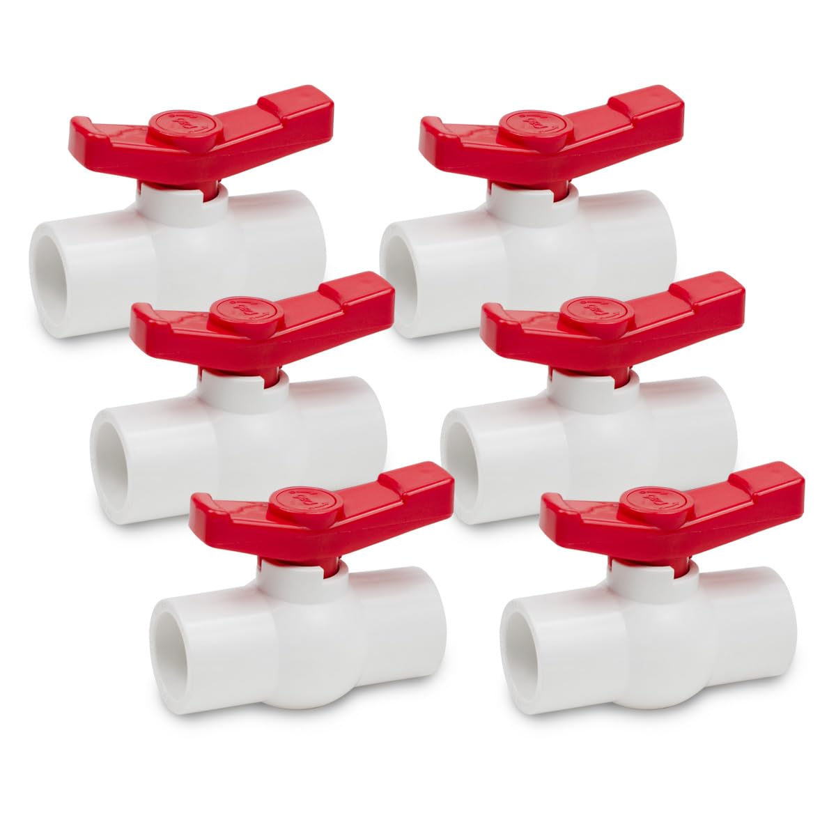 Bwintech 6 Pcs 25MM PVC Ball Valve,Faucet Water Stop Ball Valve, 90 Degree Operation Handle Valve Pipe Fittings