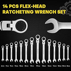 Enventor 14 Pieces Ratcheting Wrench Set, Metric