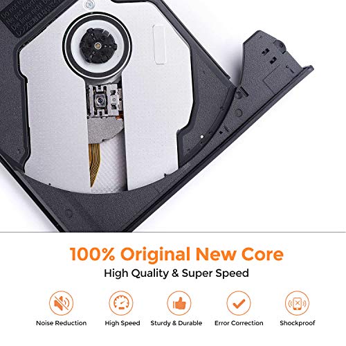 External CD Drive, Optical Drive with USB 3.0 & Type-C for VCD/DVD/CD -ROM/ -R/ +R /-RW Burner/Reader/Writer, Compatible for Windows/Linux/MAC OS (Orange-a)