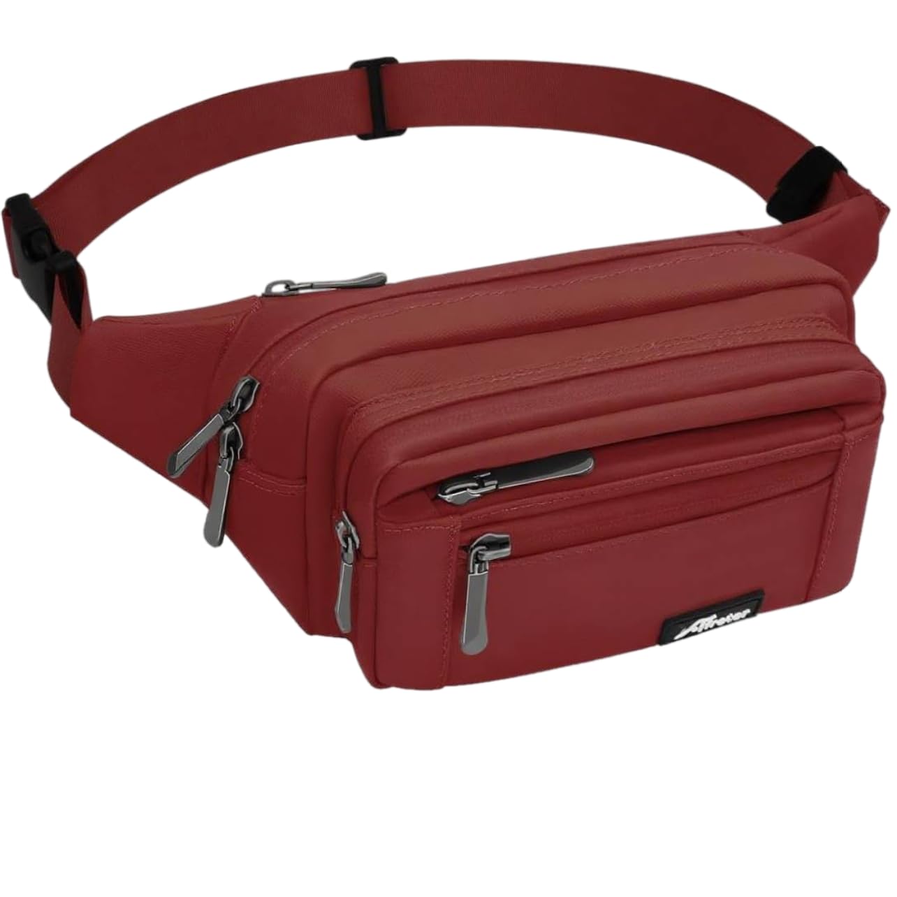 HNOOM Waterproof Bum Bag with Multi-Pockets Fashion Bumbag Waist Fanny Pack for Men Women Large Capacity Waist Bag for Hiking, Dog Walking, Travel & Outdoor Activities (Dark red-1)