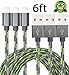 Abloom 3Pack 6ft Nylon Braided Popular Lightning Cable 8Pin to USB Charging Cable Cord with Aluminum Heads for iPhone 6/6s/6 Plus/6s Plus/5/5c/5s/SE,iPad iPod Nano iPod Touch(Gray and Green)