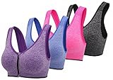Women's Front Zipper Closure Sports Bra Padded Workout Yoga Bras