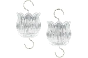 WOWARE Real Glass Ant Moat for Hummingbird Feeders & Oriole Feeders Glass Tulip Shape Insect Guard with Large Capacity Flower Design Nectar Feeder Accessory Hooks (Clear, 2 Pack)