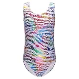 One-piece Fashion Shining Kiss Flowers Gymnastics Leotard for Little Girl (130(6-7Y), Whiteletter)