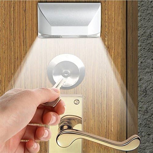 XPXKJ PIR Infrared IR Wireless Door Lock Lamp, Auto Sensor Motion Detector, 4 LED Bulbs(Silver, trapezoid)