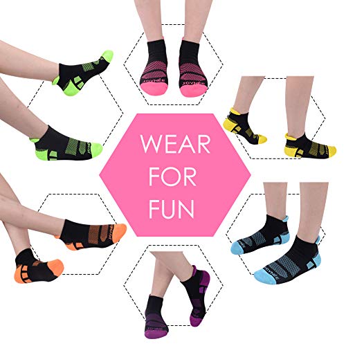 JOYNÉE Women's Ankle Athletic Running Socks Performance Cushioned Low Cut Sports Socks with Heel Tab 6 Pairs,Sock Size 9-11,Black