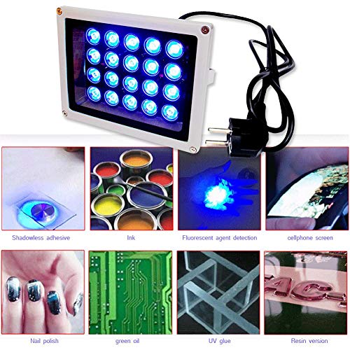 UV Ultraviolet Light Lamp,Alloet 25W Ultraviolet Fast Curing Light Mobile Phone Repair UV Glue Cure LED Lamp