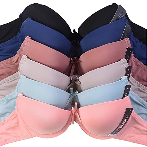 Women's Basic Plain Bras (Packs of 6) - Various Styles (38B, Demi) - Thumbnail 7