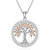 Tree of Life Necklace Birthstones S925 Sterling Silver pendant for Women Wife Mom Birthday Gifts for Her