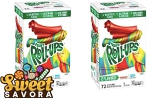 SWEET SAVORA Fruit Roll-Ups Variety Pack Fruit Snacks, Blastin' Berry Hot Colors, 0.5 oz., 72 pk, (2 Count)