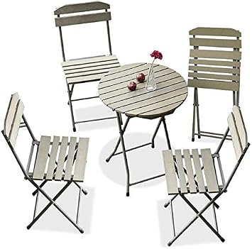 Amazon Com Qtqzdd Balcony Table And Chair Combination Garden Courtyard Wrought Iron Folding Outdoor Chair Wooden Table Top Pastoral Style Multiple Combinations Tea Table Size One Table Four Chairs Furniture Decor